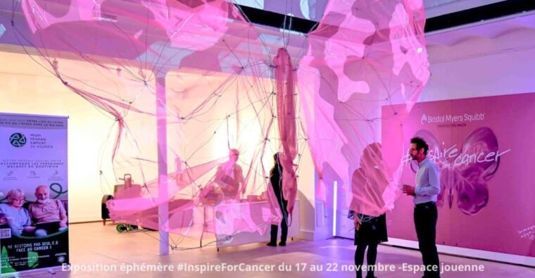 Installation immersive de l'exposition Inspire for cancer à l'Espace jouenne à Marseille