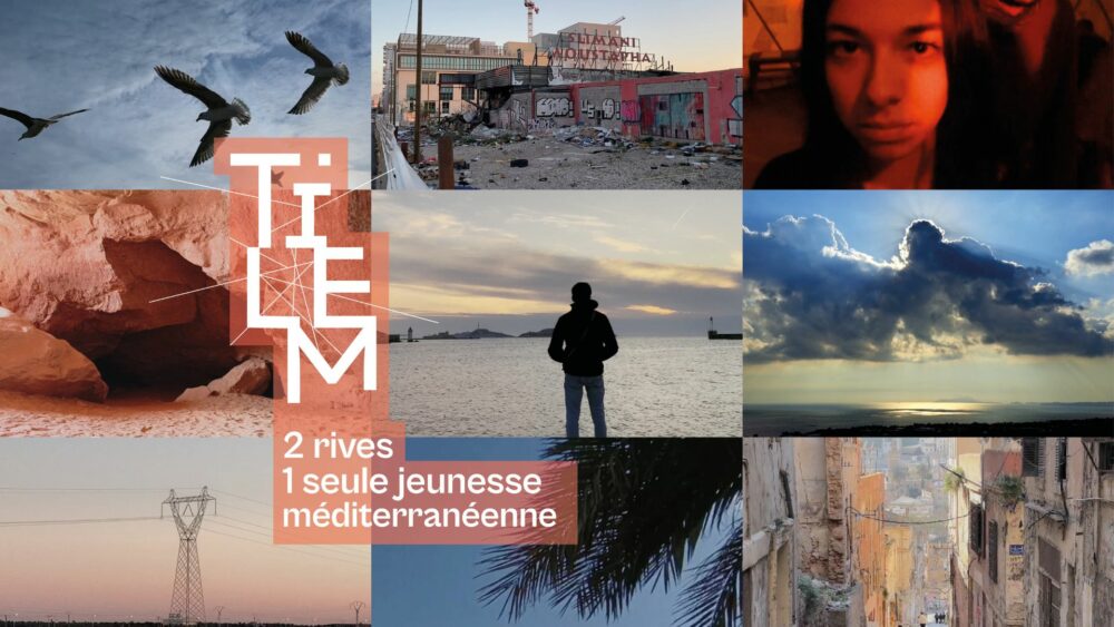 Visuel artistique de la saison Méditerranée 2026 à Marseille illustrant deux rives et une jeunesse méditerranéenne
