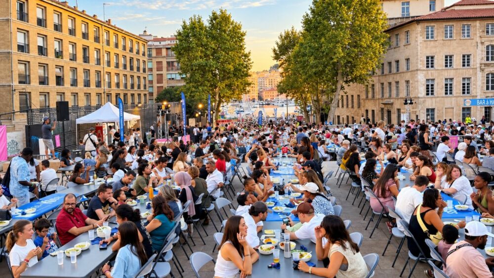 Grande tablée du festival Kouss·Kouss à Marseille , place Bargemon lors de l’édition 2026