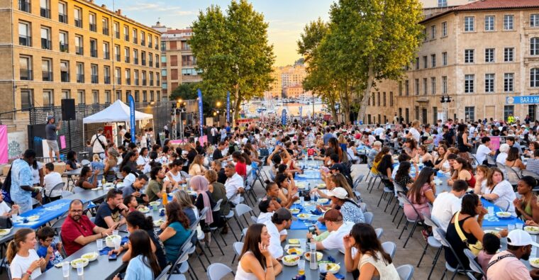 Grande tablée du festival Kouss·Kouss à Marseille , place Bargemon lors de l’édition 2026