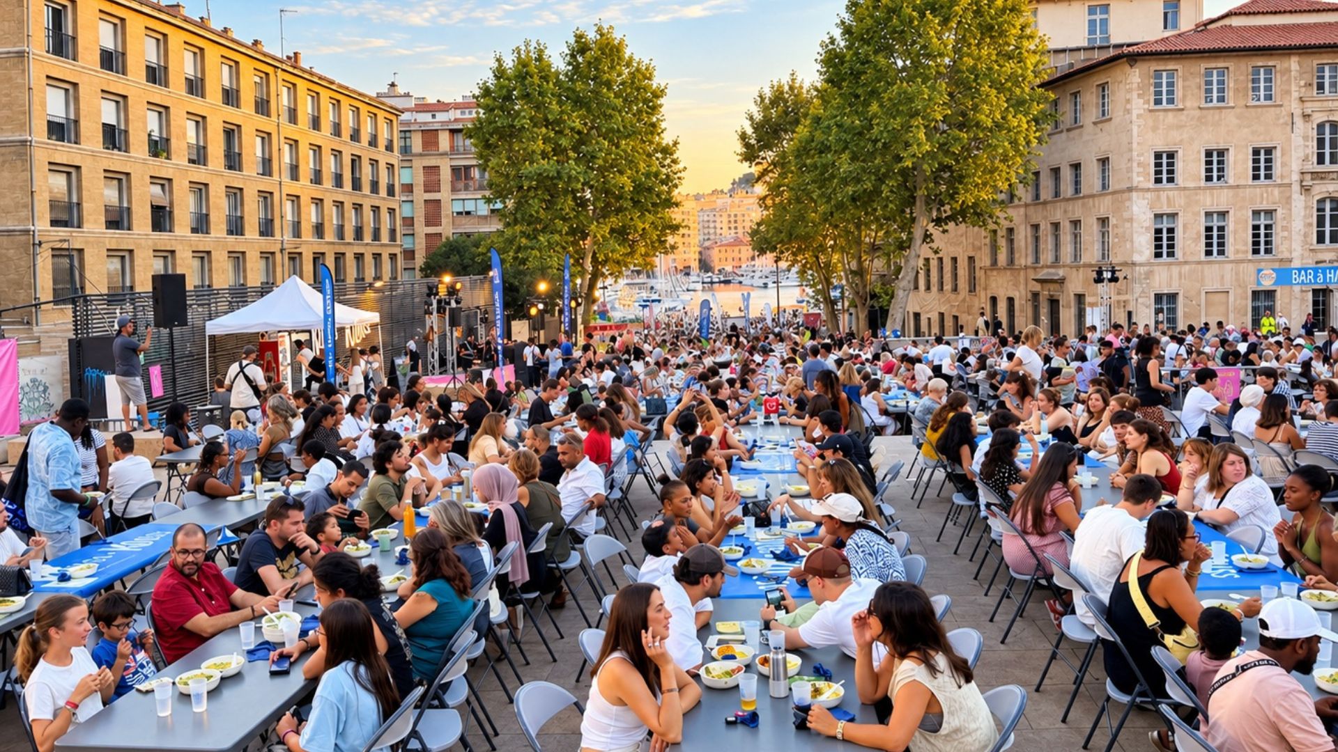 Grande tablée du festival Kouss·Kouss à Marseille , place Bargemon lors de l’édition 2026